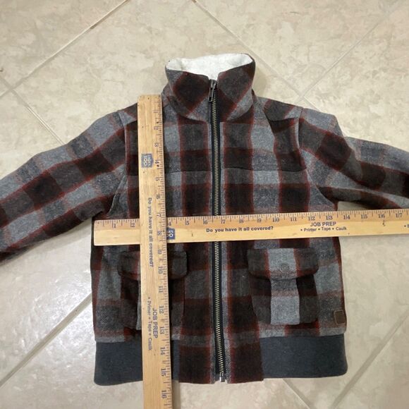 Janie & Jack Sherpa Plaid zip up Bomber Jacket Toddler Size 3/4 brown wool blend - Picture 10 of 14